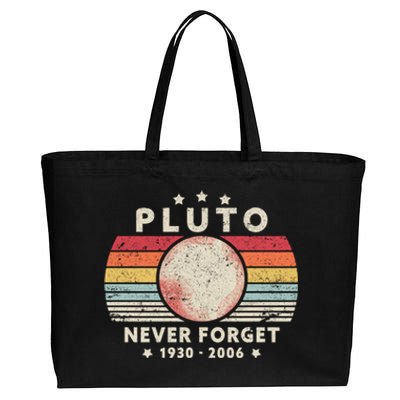 Never Forget Pluto Shirt. Retro Style Funny Space, Science Cotton Canvas Jumbo Tote