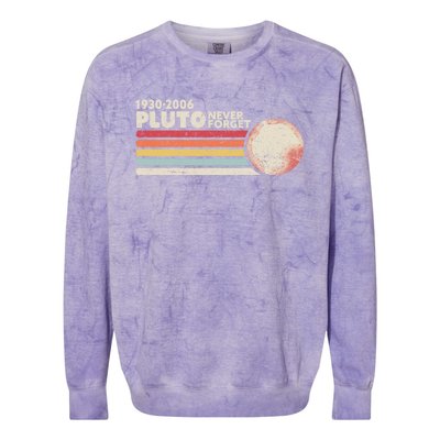 Never Forget Pluto Retro Science Gift Colorblast Crewneck Sweatshirt