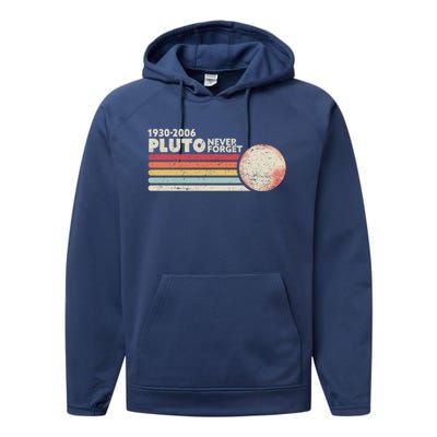 Never Forget Pluto Retro Science Gift Performance Fleece Hoodie