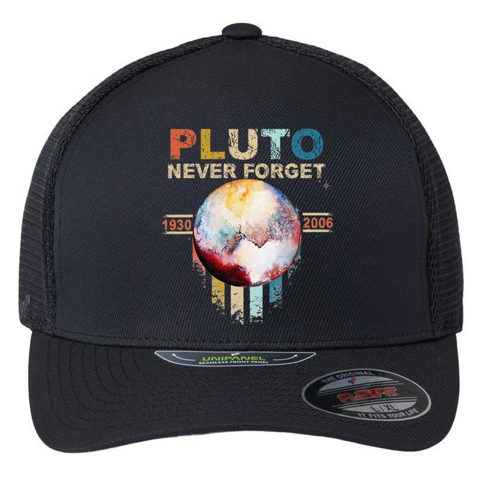 Never Forget Pluto Retro Style Flexfit Unipanel Trucker Cap