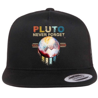 Never Forget Pluto Retro Style Flat Bill Trucker Hat