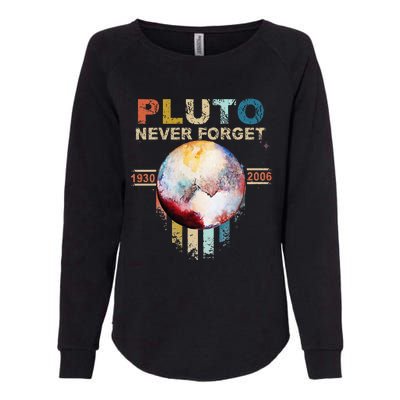 Never Forget Pluto Retro Style Womens California Wash Sweatshirt