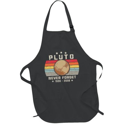 Never Forget Pluto . Retro Style Funny Space, Science Full-Length Apron With Pockets