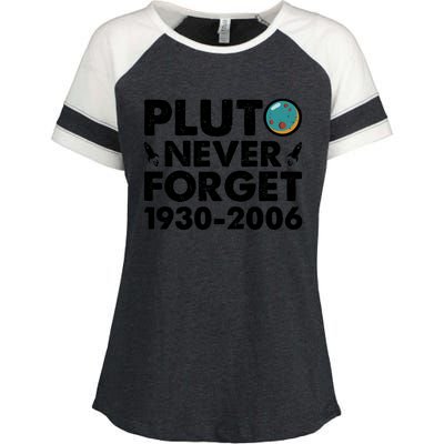 Never Forget Pluto T Enza Ladies Jersey Colorblock Tee