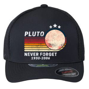 Never Forget Pluto, Retro Style Funny Space Flexfit Unipanel Trucker Cap