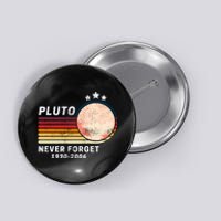 Never Forget Pluto, Retro Style Funny Space Button