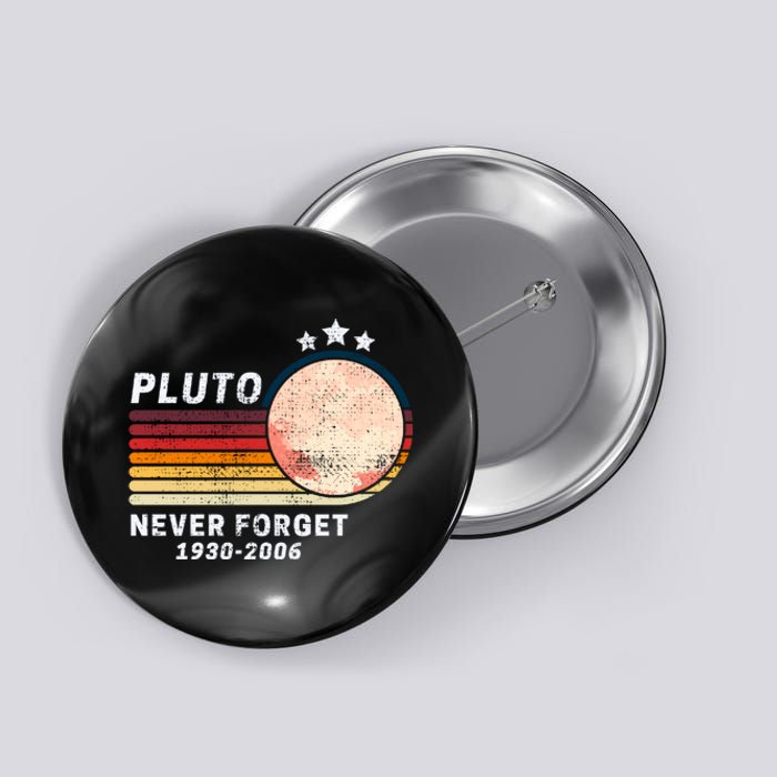 Never Forget Pluto, Retro Style Funny Space Button