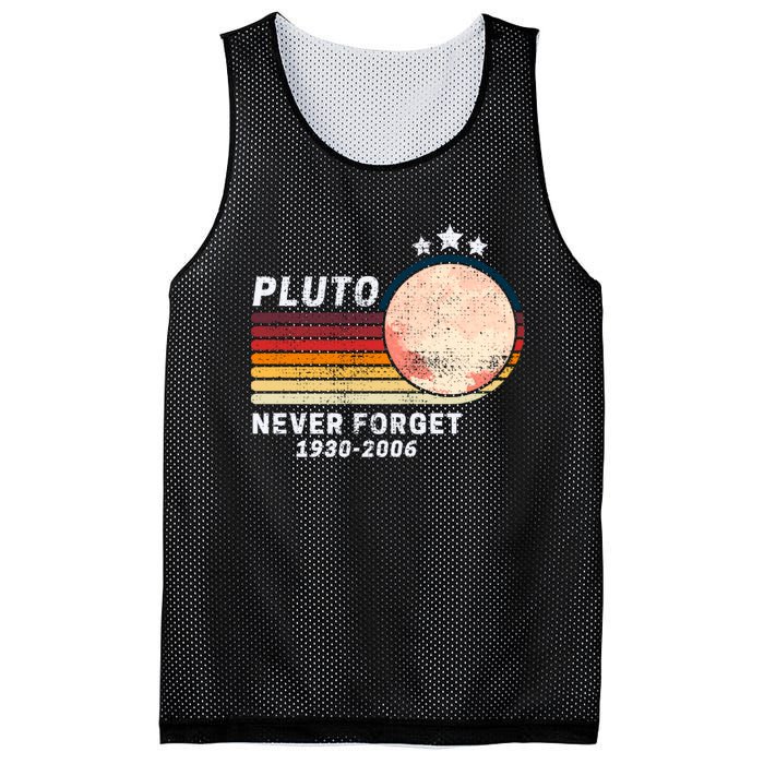 Never Forget Pluto, Retro Style Funny Space Mesh Reversible Basketball Jersey Tank