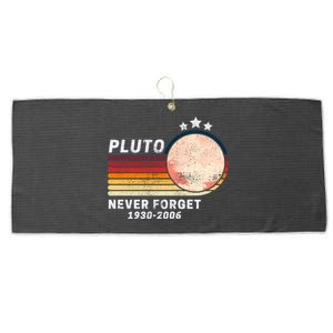 Never Forget Pluto, Retro Style Funny Space Large Microfiber Waffle Golf Towel