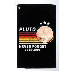 Never Forget Pluto, Retro Style Funny Space Platinum Collection Golf Towel