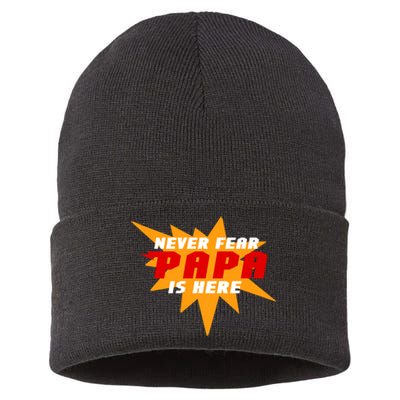 Never Fear Papa Is Here Sustainable Knit Beanie