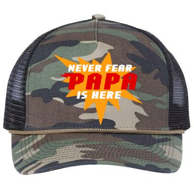 Never Fear Papa Is Here Retro Rope Trucker Hat Cap