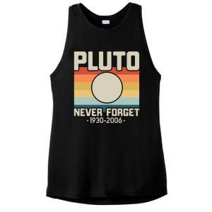 Never Forget Pluto Funny Retro Style Ladies PosiCharge Tri-Blend Wicking Tank