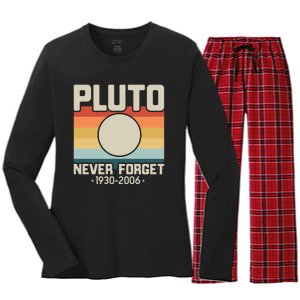 Never Forget Pluto Funny Retro Style Women's Long Sleeve Flannel Pajama Set 