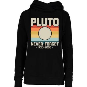 Never Forget Pluto Funny Retro Style Womens Funnel Neck Pullover Hood