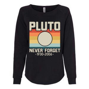 Never Forget Pluto Funny Retro Style Womens California Wash Sweatshirt