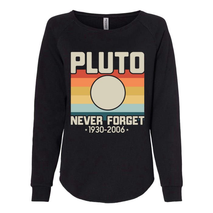 Never Forget Pluto Funny Retro Style Womens California Wash Sweatshirt