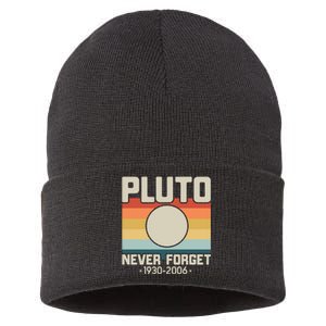 Never Forget Pluto Funny Retro Style Sustainable Knit Beanie