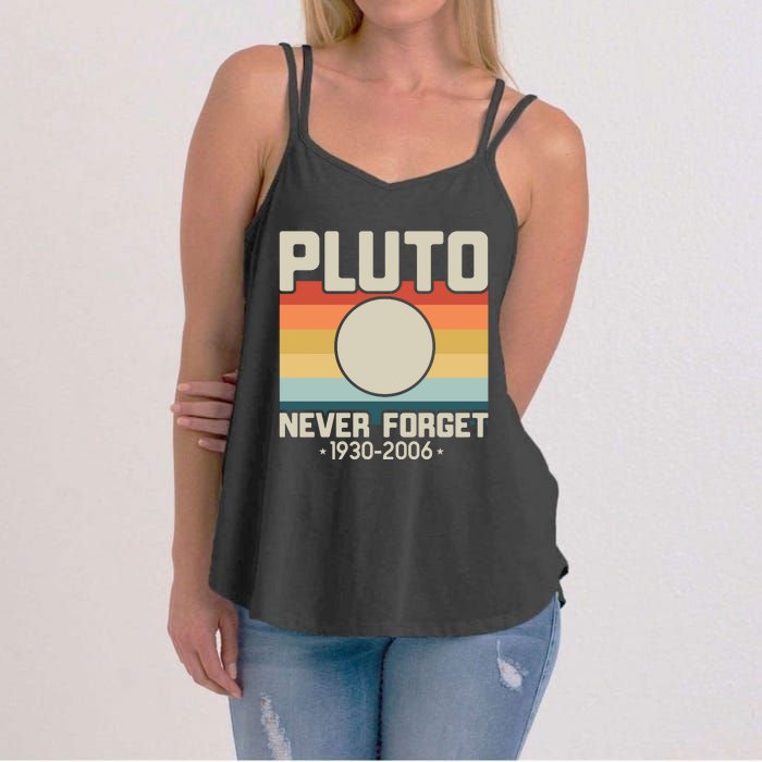 Never Forget Pluto Funny Retro Style Women's Strappy Tank