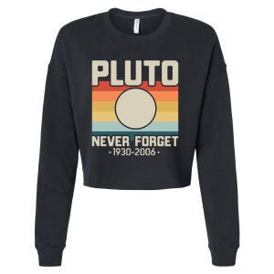 Never Forget Pluto Funny Retro Style Cropped Pullover Crew