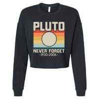 Never Forget Pluto Funny Retro Style Cropped Pullover Crew