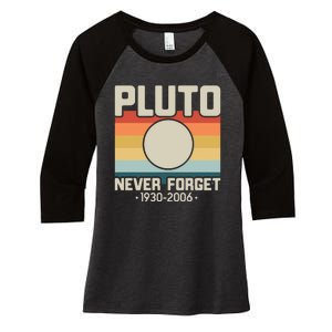 Never Forget Pluto Funny Retro Style Women's Tri-Blend 3/4-Sleeve Raglan Shirt