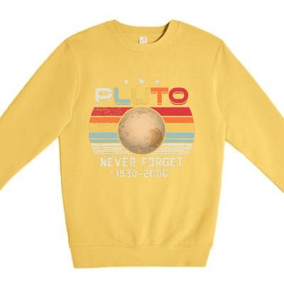 Never Forget Pluto Retro Funny Science Space Premium Crewneck Sweatshirt