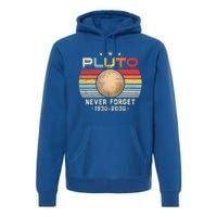 Never Forget Pluto Retro Funny Science Space Premium Hoodie