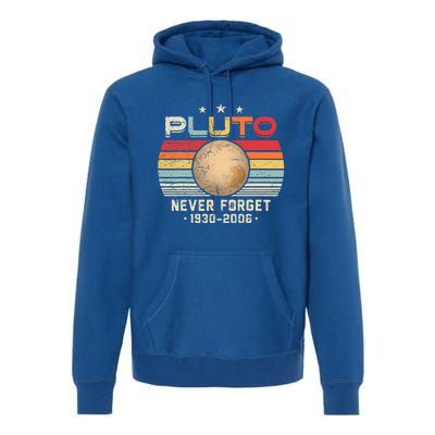 Never Forget Pluto Retro Funny Science Space Premium Hoodie