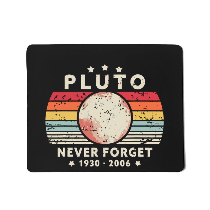 Never Forget Pluto Retro Style Funny Space Science Mousepad