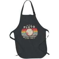 Never Forget Pluto . Retro Style Funny Space Science Full-Length Apron With Pockets