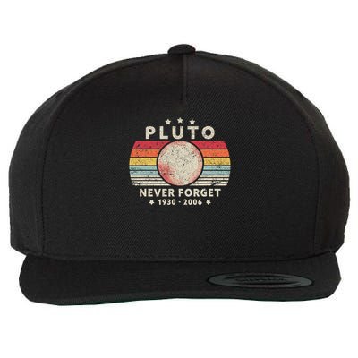 Never Forget Pluto . Retro Style Funny Space Science Wool Snapback Cap
