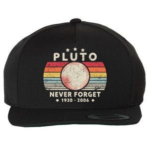 Never Forget Pluto Retro Style Funny Space Science Wool Snapback Cap