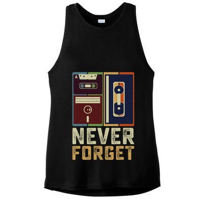 Never Forget Retro Vintage Cool 80s 90s Funny Geeky Nerdy Ladies PosiCharge Tri-Blend Wicking Tank