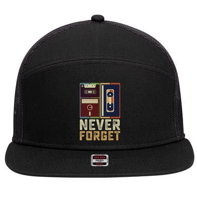 Never Forget Retro Vintage Cool 80s 90s Funny Geeky Nerdy 7 Panel Mesh Trucker Snapback Hat