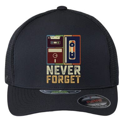 Never Forget Retro Vintage Cool 80s 90s Funny Geeky Nerdy Flexfit Unipanel Trucker Cap
