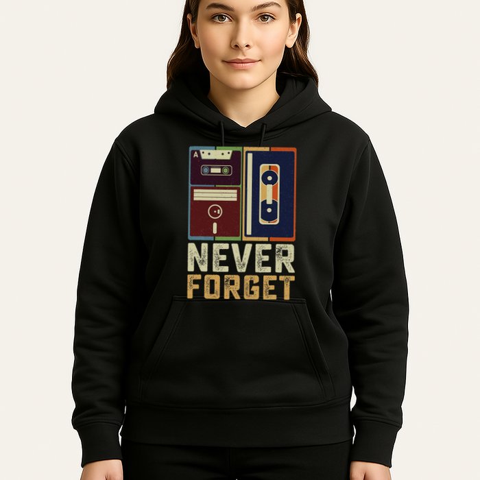 Never Forget Retro Vintage Cool 80s 90s Funny Geeky Nerdy Hoodie