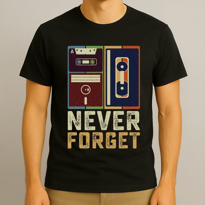 Never Forget Retro Vintage Cool 80s 90s Funny Geeky Nerdy T-Shirt