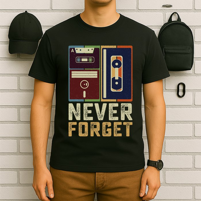 Never Forget Retro Vintage Cool 80s 90s Funny Geeky Nerdy T-Shirt