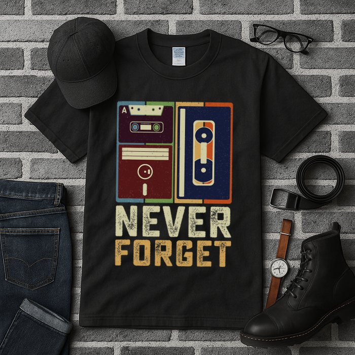 Never Forget Retro Vintage Cool 80s 90s Funny Geeky Nerdy Tall T-Shirt