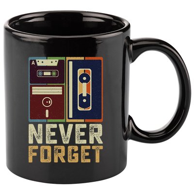 Never Forget Retro Vintage Cool 80s 90s Funny Geeky Nerdy 11oz C Handle Ceramic Mug