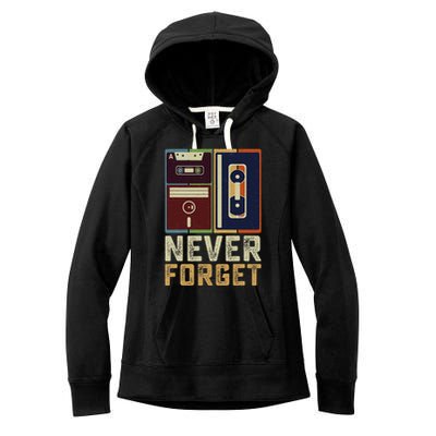 Never Forget Retro Vintage Cool 80s 90s Funny Geeky Nerdy Women's Fleece Hoodie