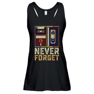 Never Forget Retro Vintage Cool 80s 90s Funny Geeky Nerdy Ladies Essential Flowy Tank