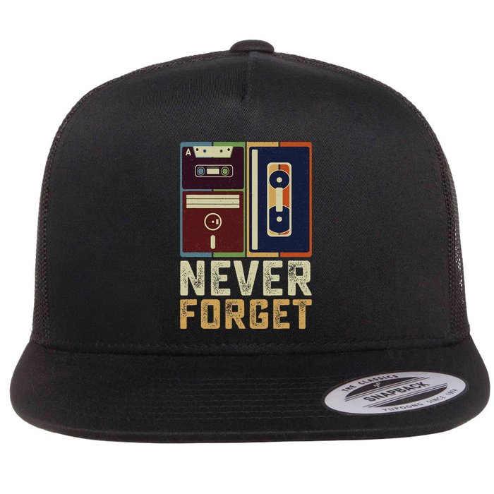 Never Forget Retro Vintage Cool 80s 90s Funny Geeky Nerdy Flatbill Hat