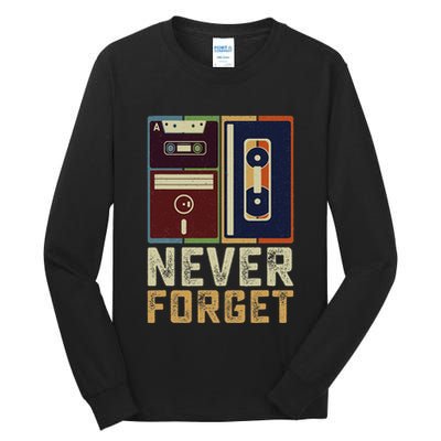Never Forget Retro Vintage Cool 80s 90s Funny Geeky Nerdy Tall Long Sleeve T-Shirt