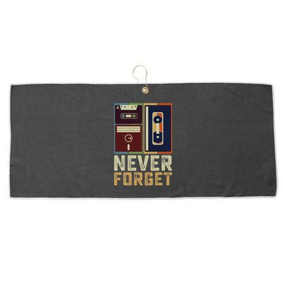 Never Forget Retro Vintage Cool 80s 90s Funny Geeky Nerdy Large Microfiber Waffle Golf Towel