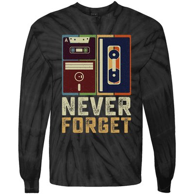 Never Forget Retro Vintage Cool 80s 90s Funny Geeky Nerdy Tie-Dye Long Sleeve Shirt