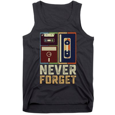 Never Forget Retro Vintage Cool 80s 90s Funny Geeky Nerdy Tank Top