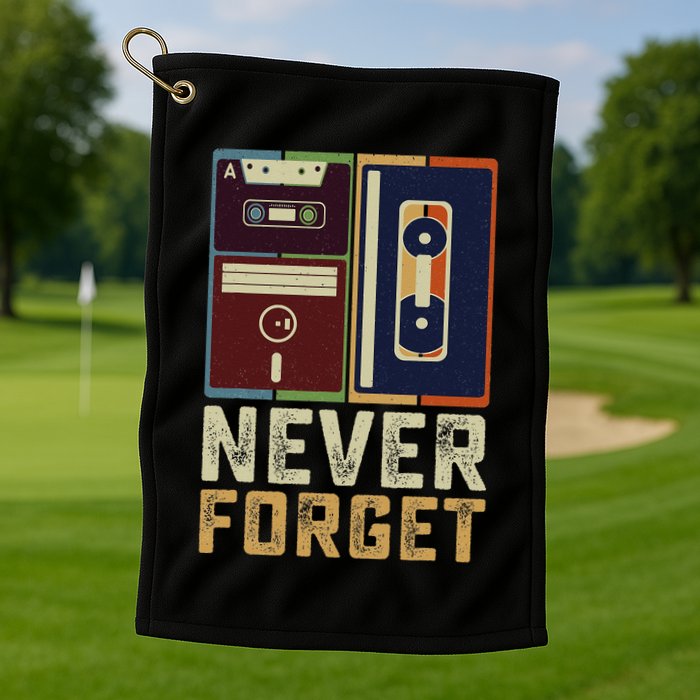Never Forget Retro Vintage Cool 80s 90s Funny Geeky Nerdy Golf Towel