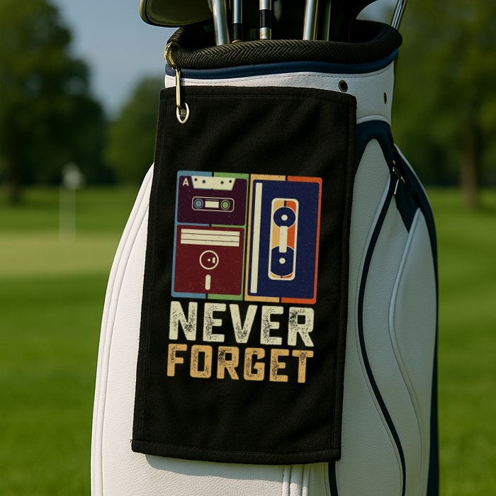 Never Forget Retro Vintage Cool 80s 90s Funny Geeky Nerdy Golf Towel
